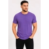 Erkek Basic Tişört Bisiklet Yaka Kısa Kol Günlük Yazlık Slim fit T-Shirt - Mor
