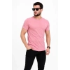 Erkek Basic Tişört Bisiklet Yaka Kısa Kol Günlük Yazlık Slim fit T-Shirt - Pembe