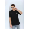Erkek Baskılı Bisiklet Yaka Kısa kol T-Shirt - Siyah