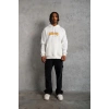 Erkek Baskılı Kapüşonlu 3 iplik pamuklu hoodie Sweatshirt - Beyaz