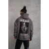 Erkek Baskılı Kapüşonlu 3 iplik pamuklu Hoodie Sweatshirt - Gri