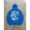 Erkek Baskılı Kapüşonlu Cepli Hoodie 3 İplik Pamuklu Sweatshirt - Saks Mavisi