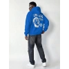 Erkek Baskılı Kapüşonlu Cepli Hoodie 3 İplik Pamuklu Sweatshirt - Saks Mavisi
