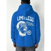 Erkek Baskılı Kapüşonlu Cepli Hoodie 3 İplik Pamuklu Sweatshirt - Saks Mavisi