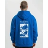 Erkek Baskılı Kapüşonlu Cepli Hoodie 3 İplik Pamuklu Sweatshirt - Saks Mavisii