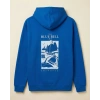 Erkek Baskılı Kapüşonlu Cepli Hoodie 3 İplik Pamuklu Sweatshirt - Saks Mavisii