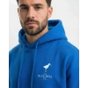 Erkek Baskılı Kapüşonlu Cepli Hoodie 3 İplik Pamuklu Sweatshirt - Saks Mavisii