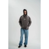 Erkek Baskılı Kapüşonlu Oversize 3 İplik Pamuklu SweatShirt Hoodie - Füme