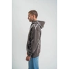 Erkek Baskılı Kapüşonlu Oversize 3 İplik Pamuklu SweatShirt Hoodie - Füme