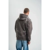 Erkek Baskılı Kapüşonlu Oversize 3 İplik Pamuklu SweatShirt Hoodie - Füme