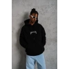 Erkek Baskılı Kapüşonlu ve Kanguru Cepli Sweatshirt hoodie- Siyah