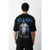 Erkek Baskılı Oversize  Kısa kol T-Shirt - Siyah