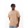 Erkek Baskılı T-Shirt Kısa Kol Bisiklet Yaka Rahat Kalıp Tişört - Bej