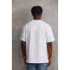 Erkek Baskılı T-Shirt Kısa Kol Bisiklet Yaka Rahat Kalıp Tişört - Beyaz