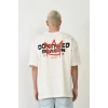 Erkek Baskılı T-Shirt Kısa Kol Bisiklet Yaka Rahat Kalıp Tişört  - Beyaz