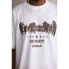 Erkek Baskılı T-Shirt Kısa Kol Bisiklet Yaka Rahat Kalıp Tişört - Beyaz
