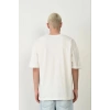 Erkek Baskılı T-Shirt Kısa Kol Bisiklet Yaka Rahat Kalıp Tişört - Beyaz
