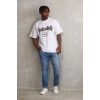 Erkek Baskılı T-Shirt Kısa Kol Bisiklet Yaka Rahat Kalıp Tişört - Beyaz