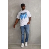 Erkek Baskılı T-Shirt Kısa Kol Bisiklet Yaka Rahat Kalıp Tişört - Beyaz