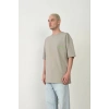 Erkek Baskılı T-Shirt Kısa Kol Bisiklet Yaka Rahat Kalıp Tişört  - Boyalı Gri