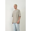 Erkek Baskılı T-Shirt Kısa Kol Bisiklet Yaka Rahat Kalıp Tişört  - Boyalı Gri