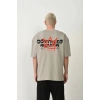 Erkek Baskılı T-Shirt Kısa Kol Bisiklet Yaka Rahat Kalıp Tişört  - Boyalı Gri