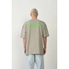 Erkek Baskılı T-Shirt Kısa Kol Bisiklet Yaka Rahat Kalıp Tişört  - Boyalı Gri