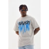 Erkek Baskılı T-Shirt Kısa Kol Bisiklet Yaka Rahat Kalıp Tişört - Gri