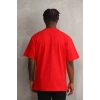 Erkek Baskılı T-Shirt Kısa Kol Bisiklet Yaka Rahat Kalıp Tişört - Kırmızı