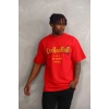 Erkek Baskılı T-Shirt Kısa Kol Bisiklet Yaka Rahat Kalıp Tişört - Kırmızı
