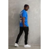 Erkek Baskılı T-Shirt Kısa Kol Bisiklet Yaka Rahat Kalıp Tişört - Mavi