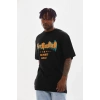 Erkek Baskılı T-Shirt Kısa Kol Bisiklet Yaka Rahat Kalıp Tişört - Siyah