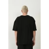 Erkek Baskılı T-Shirt Kısa Kol Bisiklet Yaka Rahat Kalıp Tişört - Siyah