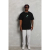 Erkek Baskılı T-Shirt Kısa Kol Bisiklet Yaka Rahat Kalıp Tişört - Siyah
