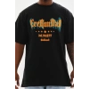 Erkek Baskılı T-Shirt Kısa Kol Bisiklet Yaka Rahat Kalıp Tişört - Siyah