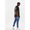 Erkek Baskılı T-Shirt Kısa Kol Bisiklet Yaka Rahat Kalıp Tişört  - Siyah
