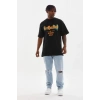 Erkek Baskılı T-Shirt Kısa Kol Bisiklet Yaka Rahat Kalıp Tişört - Siyah