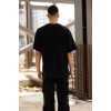 Erkek Baskılı T-Shirt Kısa Kol Bisiklet Yaka Regular Fit Rahat Kalıp Günlük Tişört - Siyah