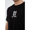 Erkek Baskılı T-Shirt Kısa Kol Bisiklet Yaka Regular Fit Rahat Kalıp Günlük Tişört - Siyah