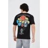 Erkek Baskılı T-Shirt Kısa Kol Bisiklet Yaka Regular Fit Rahat Kalıp Günlük Tişört - Siyah