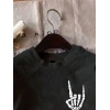Erkek Baskılı T-Shirt Kısa Kol Bisiklet Yaka Regular Fit Rahat Kalıp Tişört - Siyah