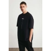 Erkek Baskılı T-Shirt Kısa Kol Bisiklet Yaka Regular Fit Rahat Kalıp Tişört - Siyah