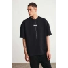 Erkek Baskılı T-Shirt Kısa Kol Bisiklet Yaka Regular Fit Rahat Kalıp Tişört - Siyah