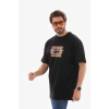 Erkek Baskılı T-Shirt Kısa Kol Bisiklet Yaka Regular Fit Rahat Kalıp Tişört -  Siyah