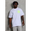Erkek Baskılı T-Shirt Kısa Kol Bisiklet Yaka Regular Fit Tişört - Beyaz