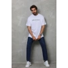 Erkek Baskılı T-Shirt Kısa Kol Bisiklet Yaka Regular Fit Tişört - Beyaz
