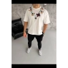 Erkek Baskılı T-Shirt Kısa Kol Bisiklet Yaka Regular Fit Tişört - Beyaz