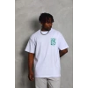 Erkek Baskılı T-Shirt Kısa Kol Bisiklet Yaka Regular Fit Tişört - Beyaz