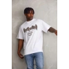 Erkek Baskılı T-Shirt Kısa Kol Bisiklet Yaka Regular Fit Tişört - Beyaz