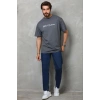 Erkek Baskılı T-Shirt Kısa Kol Bisiklet Yaka Regular Fit Tişört - Füme